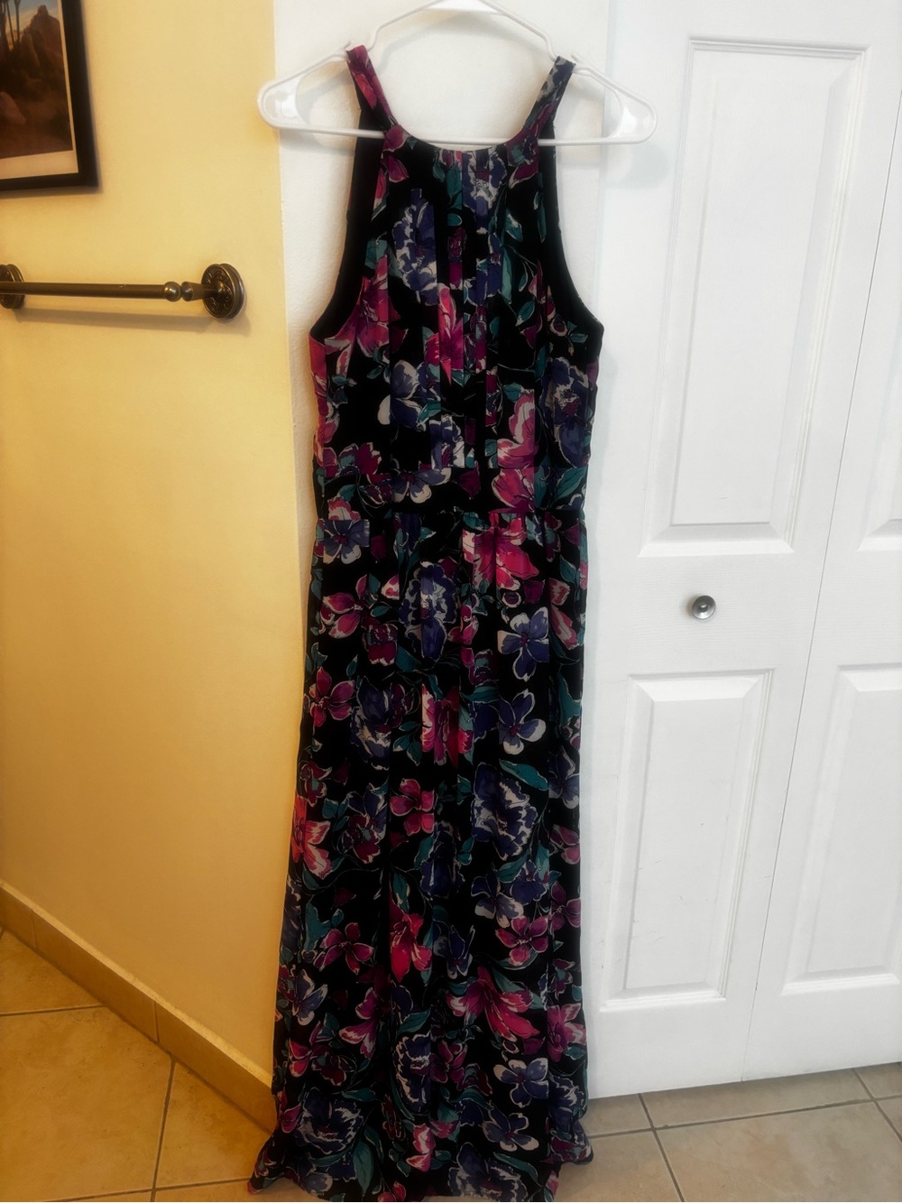 Nine West Black Floral Strapless Maxi Dress